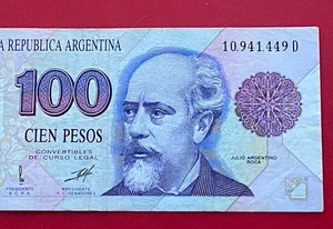 ARGENTINA NOTE 100 PESOS (1993-1999) JULIO ROCA (SUFFIX D) P-345 Circulated - Picture 1 of 3