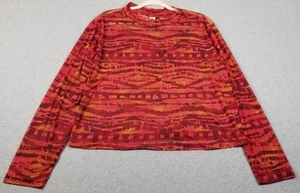 it’s Top Women’s 2X Plus Abstract Long Sleeve Mock Neck Boho Stretch Sheer Thin - Picture 1 of 12