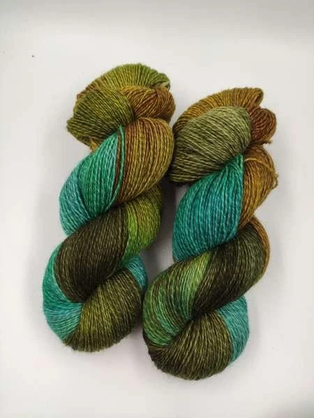 handgefärbte Diamond Sockenwolle 100 g - GRÜNTÜRKISES CURRY  248 - Bild 1 von 1