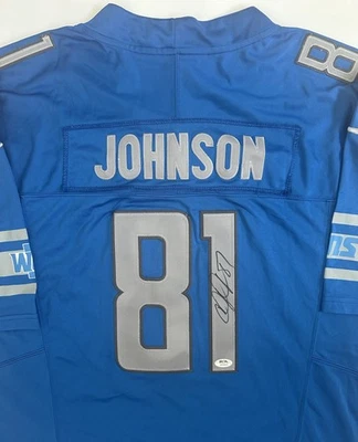 Camiseta deportiva autografiada firmada por Calvin Johnson de los Detroit Lions de fútbol americano de la corte PSA/DNA Foto 1 de 4