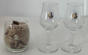 2 King David Hotel Wine Glasses and 1 Short Tumbler Glass from EL AL Airlines - Picture 1 of 14