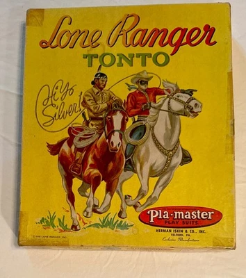 Caja de traje de juego Pla-Master Lone Ranger Tonto años 50 solamente Foto 1 de 4