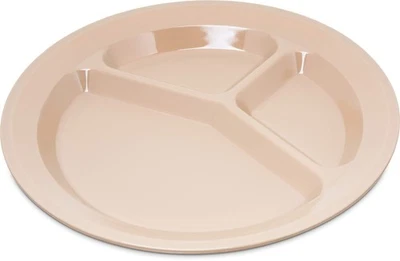 Divided Plate with 3 Compartments for Home and Restaurant Melamine 11 Inches Tan - Image 1 of 4