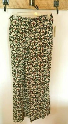 Vtg 70's Best American Clothing Co. Flower Power Pants Floral Black Hippie NEW - Image 1 of 4