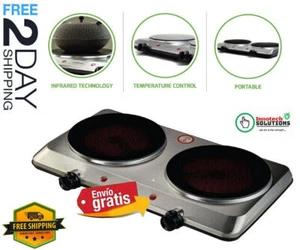 Estufa Cocina Eléctrica De 2 Hornillas Portátil Elegante y Potente NUEVO - Imagen 1 de 9
