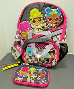 New with Tags Girls LOL Surprise 4 piece backpack set with lunch bag - Picture 1 of 5