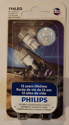 PHILIPS LED 194/168/T10/W5W 6000K X 2 JUEGOS BOMBILLA INTERIOR MATRÍCULA LÁMPARA AJUSTE Foto 1 de 4