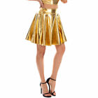 Women's Shiny Metallic Carnival Party Skirts Wetlook Leather Dance Skirt Clubwear DE