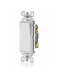 Interruptor de luz silenciosa de CA basculante de un solo polo Leviton Decora 15 Amp (único) - Imagen 1 de 3
