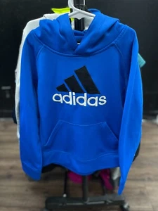 adidas Hoodie Youth Small Blue Pullover Embroidered Logo Sweatshirt Kids - Picture 1 of 6