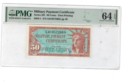 MILITARY PAYMENT CERTIFICATE MPC Series 591 50 Cents  PMG 64 EPQ - Image 1 of 2
