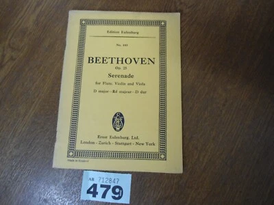 No.103 BEETHOVEN Serenade Flute & Strings Op.25 - Edition EULENBURG Music Score - Image 1 of 4