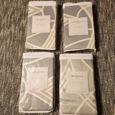 Juego de 4 cenefas Liz Claiborne 54 x 17 plateadas y grises con diseño Foto 1 de 4