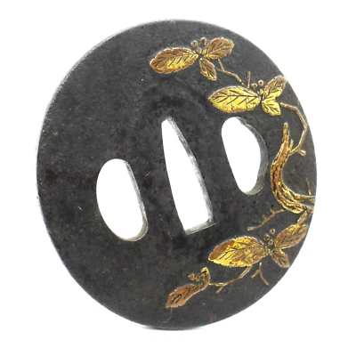 Espada de carvalho japonesa antiga Tsuba Sawtooth encaixe samurai Katana Wakizashi - Imagem 1 de 4