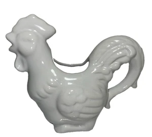 Jarra crema gallo crema cerámica blanca vajilla pollo - Imagen 1 de 6