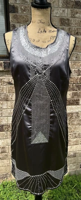 Vertigo Paris Charcoal Gray Sequin Beaded Dress Size M - Image 1 of 4