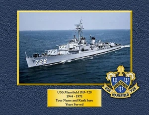 USS MANSFIELD DD728 Custom Personalized Print of US Navy Gift Idea - Picture 1 of 12
