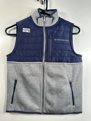 Jaqueta Colete Vineyard Vines Meninos Zíper Completo Cinza Tamanho M 16.5x20 MSRP $118 Novo com etiquetas - Imagem 1 de 4