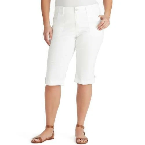 Gloria Vanderbilt Womens White Cropped Capris Skimmer Summer Plus Size 24w