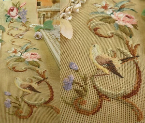 Wonderful Flowers Rose French Swirls Vivid Bird Needlepoint Canvas Preworked - Picture 1 of 11