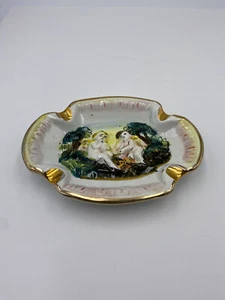 Vintage Capodimonte Italy Porcelain Cherub Gold Gilt Ashtray - Picture 1 of 4