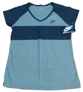 Vtg 80s Nike Shirt Womens M Short  Sleeve NWT Ice Navy Blue - Picture 1 of 5