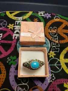 Anillo turquesa de la Bella Durmiente Arizona talla 10 en plata de ley (AA68) - Imagen 1 de 12