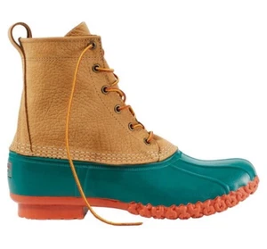 Men's L.L. BEAN Duck Boots (10) Tan/ Teal/ Sail Orange LIMITED EDITION - Picture 1 of 6