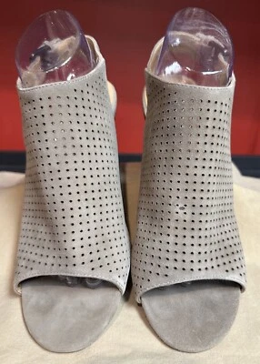 Adam Tucker Me Too Taupe Suede Sling Back 4” Block Heel Peep Toe Women’s Size 10 - Image 1 of 4