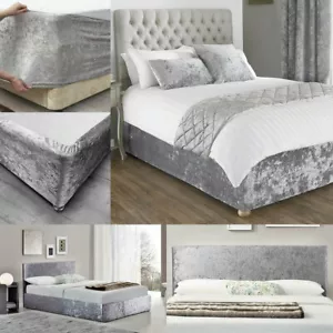Velvet Divan Bed Base Wrap Cover Valance Single Double King Super King Size - Imagen 1 de 6