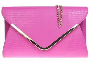 Animal Print Croc Flat Envelope Evening Clutch Bag Ladies - Picture 1 of 96