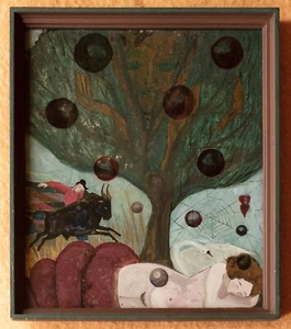 Original Reverse Glass Painting - Isa Llagostera : La Siesta - Framed & Signed - Picture 1 of 3