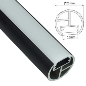 ALU Profil |Leiste | Schiene RUND schwarz als Kleiderstange für LED Streifen - Bild 1 von 6