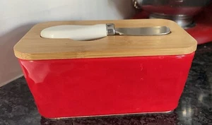 Gute Butter Dish, Ceramic Butter Dish with Lid and Knife 6.5"L x 3.5"W x 2.8"H - Picture 1 of 5