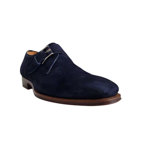 Magnanni Marco II Monk Strap Loafers in Navy Suede Men's Size 9 - Picture 1 of 11
