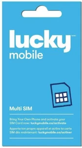 Carte Multi SIM Lucky Mobile - Nano + Micro + LTE Régulier Voyage Prépayé/Postpayé - Photo 1 sur 1