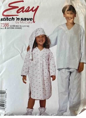 McCall's Stitch 'N Save Pattern 7386 Childs Night Shirt Pajamas Size 8-14 Uncut - Image 1 of 2