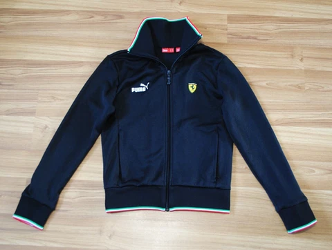 PUMA X FERRARI WOMEN'S SIZE SMALL BLACK MOTO STYLE ZIP UP JACKET CAMPION1 RARE Cover