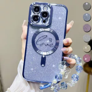 Coque Etui Antichoc Pour iPhone 14 Pro Max 13 12 11 Magnétique Bracelet Brillant - Photo 1 sur 17