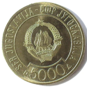 YUGOSLAVIA ND (1989) CUMBRE NO ALINEADA 5.000 DINARA KM-135 EN SOPORTE ORIGINAL - Imagen 1 de 4