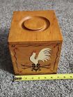 Rooster On Weathervane Hand Painted Wood Box Redbird Line Japan 8&quot;x6-3/4&quot;&#215;6-3/4&quot;