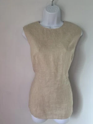 Top Theory Lino Puro Panelado Sin Mangas Talla 12 Lino Claro Nuevo con Etiquetas $255 - Defecto Foto 1 de 4