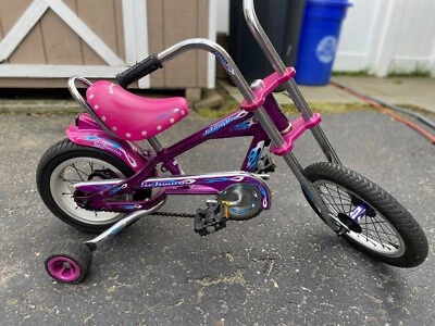 Picadora de bicicleta púrpura Schwinn Stingray para niños/niños pequeños RARA con ruedas de entrenamiento Foto 1 de 3