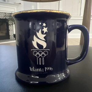 Vintage 1996 Atlanta Olympic Mug Cup Black with Gold Gilt & Rim Centennial Games - Picture 1 of 9