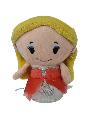 Hallmark Itty Bittys - Barbie de vacaciones - 2015 vestido plateado/rojo felpa de pelo amarillo Foto 1 de 4