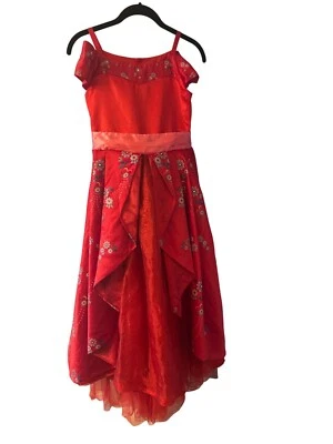 Disney Store Girls Red Floral Princess Dress With Satin Bow & Embroidered Size M - Image 1 of 4