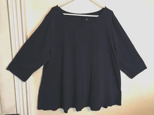 Denim & Co Damen Shirt 2X Plus Navy Blau Essentials Bluse Oberteil 3/4 Arm - Bild 1 von 4