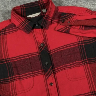 Camisa Athleta Mujer XS Cuadros Manga Larga Túnica Botón Franela Otoño Top Exterior Foto 1 de 4