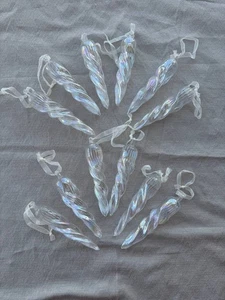 Vintage Klarglas Eiszapfen Ornamente Set 4,4" 23 - Bild 1 von 12
