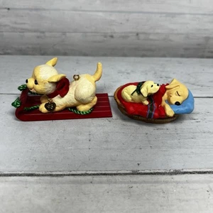 2 Vintage Golden Retriever Labrador Dog Christmas Ornaments Lab 1990’s - Picture 1 of 9